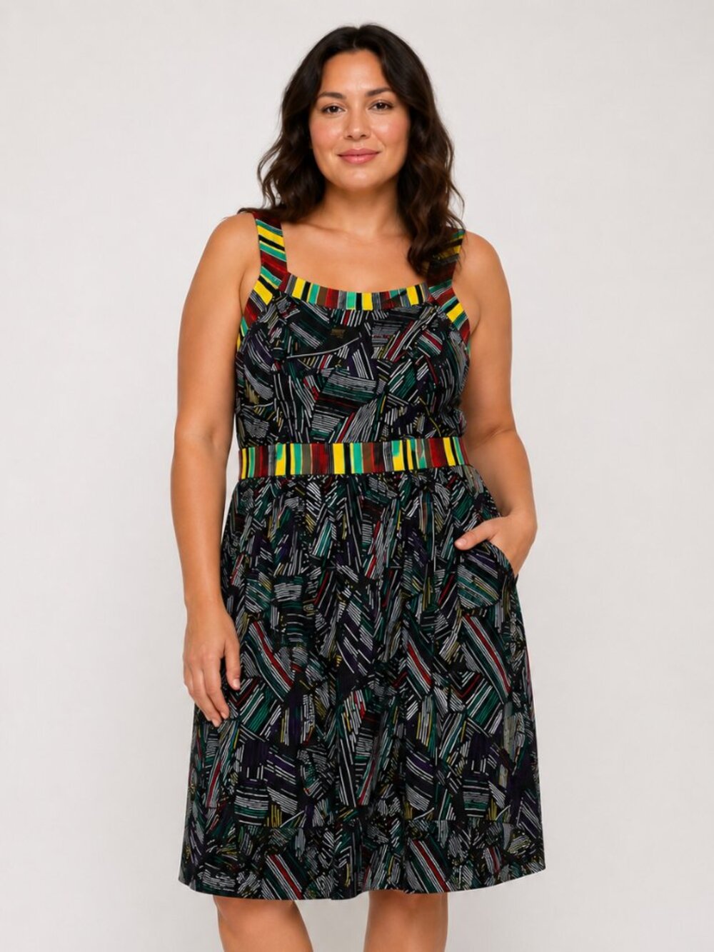 Duro Olowu for JCP Women's Fit & Flare Printed Dress Size 10 Multicolor